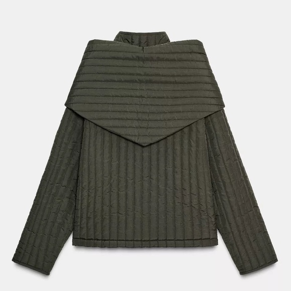ZARA QUILTED JACKET WITH DETACHABLE SCARF - NEW WITH TAGS - Picture 9 of 11